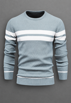 Pull homme col rond rayé maille texturée graphique - Tobias