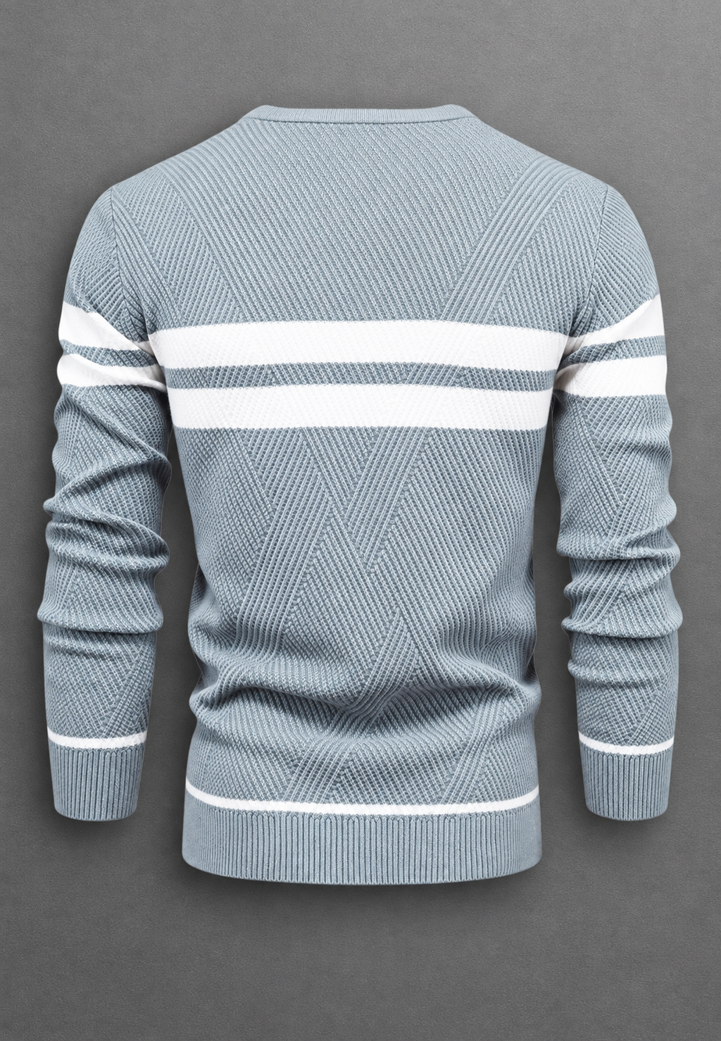 Pull homme col rond rayé maille texturée graphique - Tobias