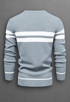 Pull homme col rond rayé maille texturée graphique - Tobias