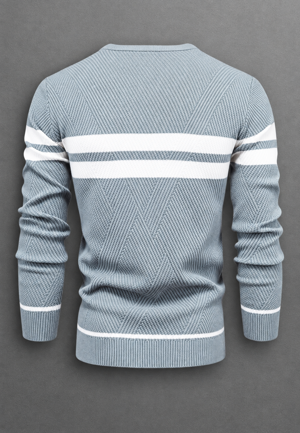 Pull homme col rond rayé maille texturée graphique - Tobias