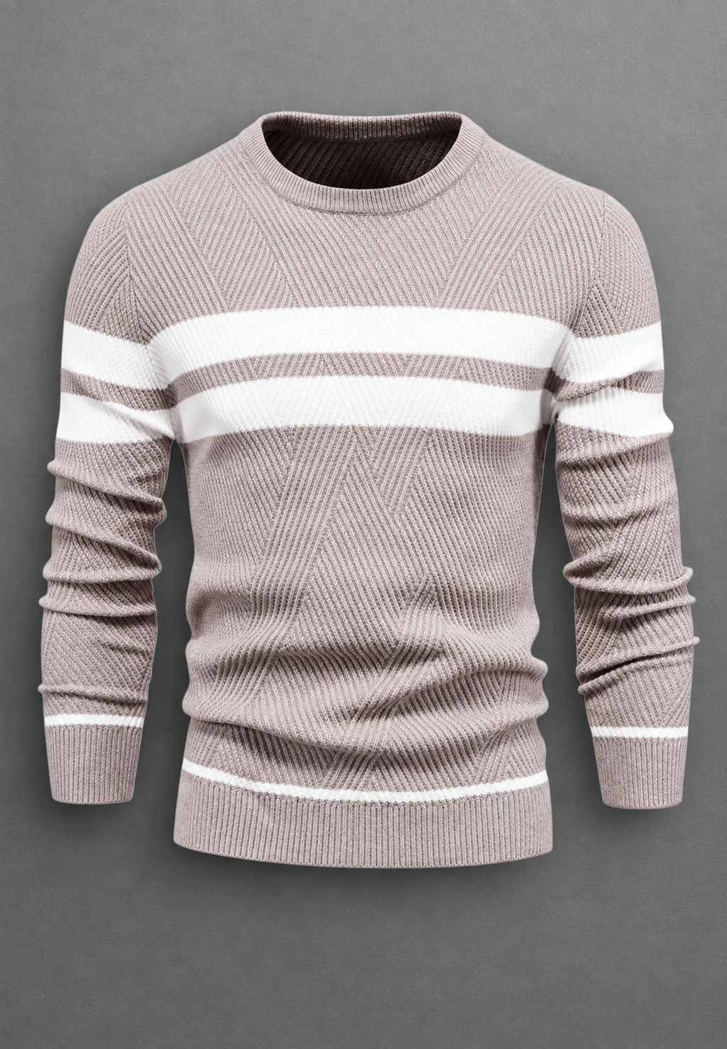 Pull homme col rond rayé maille texturée graphique - Tobias