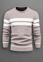 Pull homme col rond rayé maille texturée graphique - Tobias