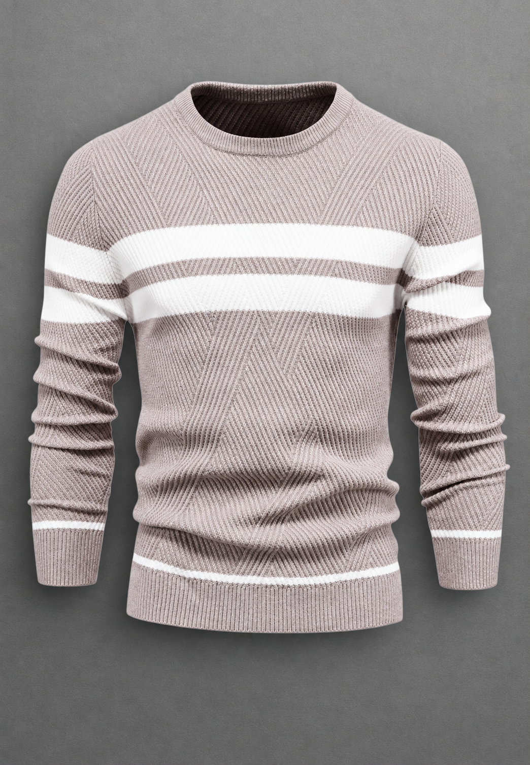 Pull homme col rond rayé maille texturée graphique - Tobias