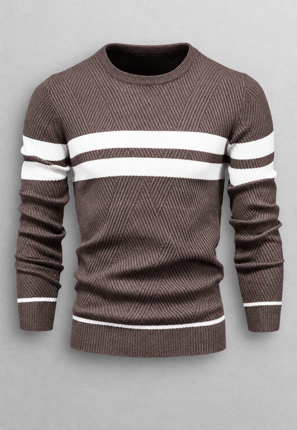Pull homme col rond rayé maille texturée graphique - Tobias