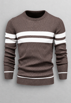 Pull homme col rond rayé maille texturée graphique - Tobias