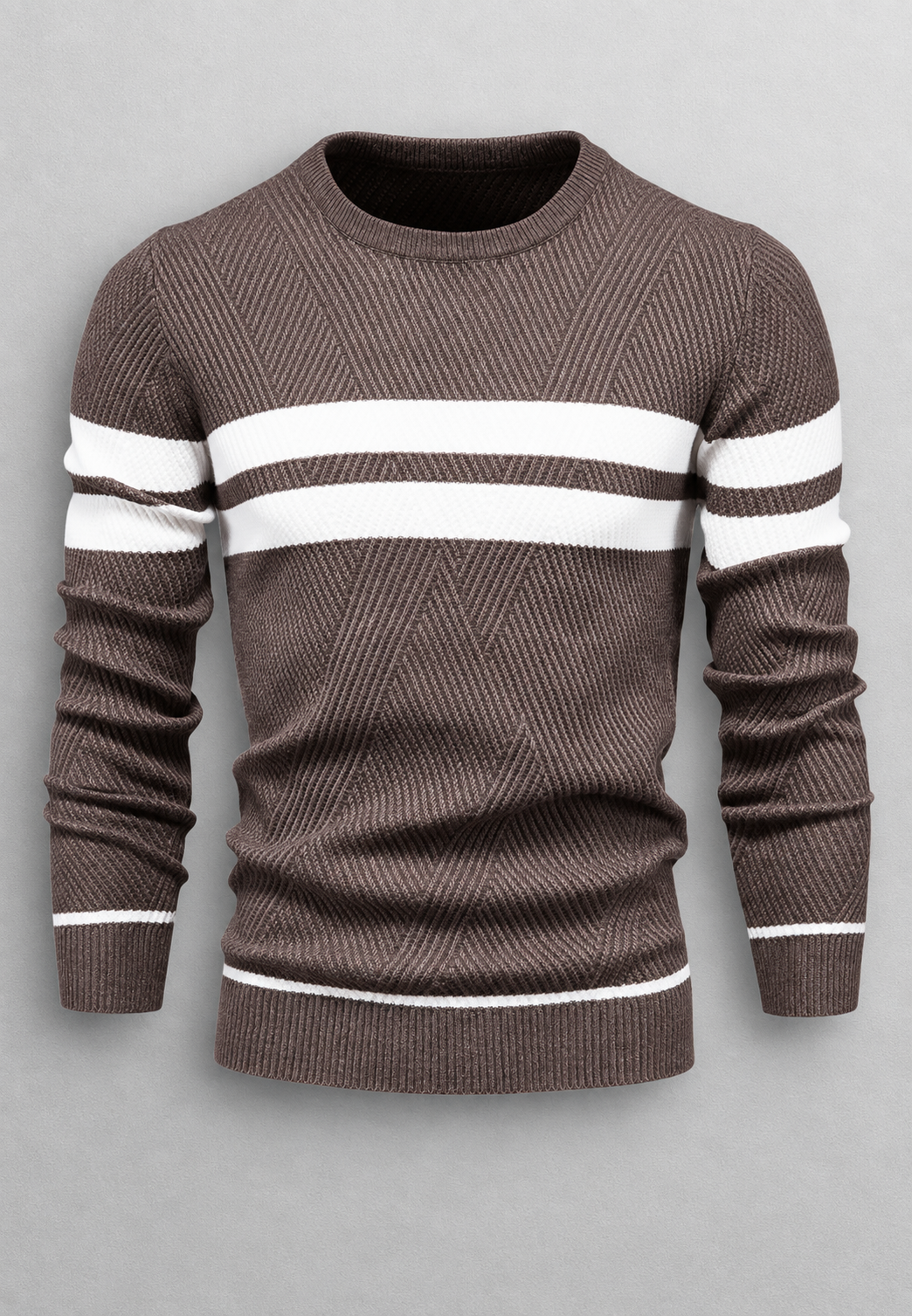 Pull homme col rond rayé maille texturée graphique - Tobias