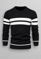 Pull homme col rond rayé maille texturée graphique - Tobias