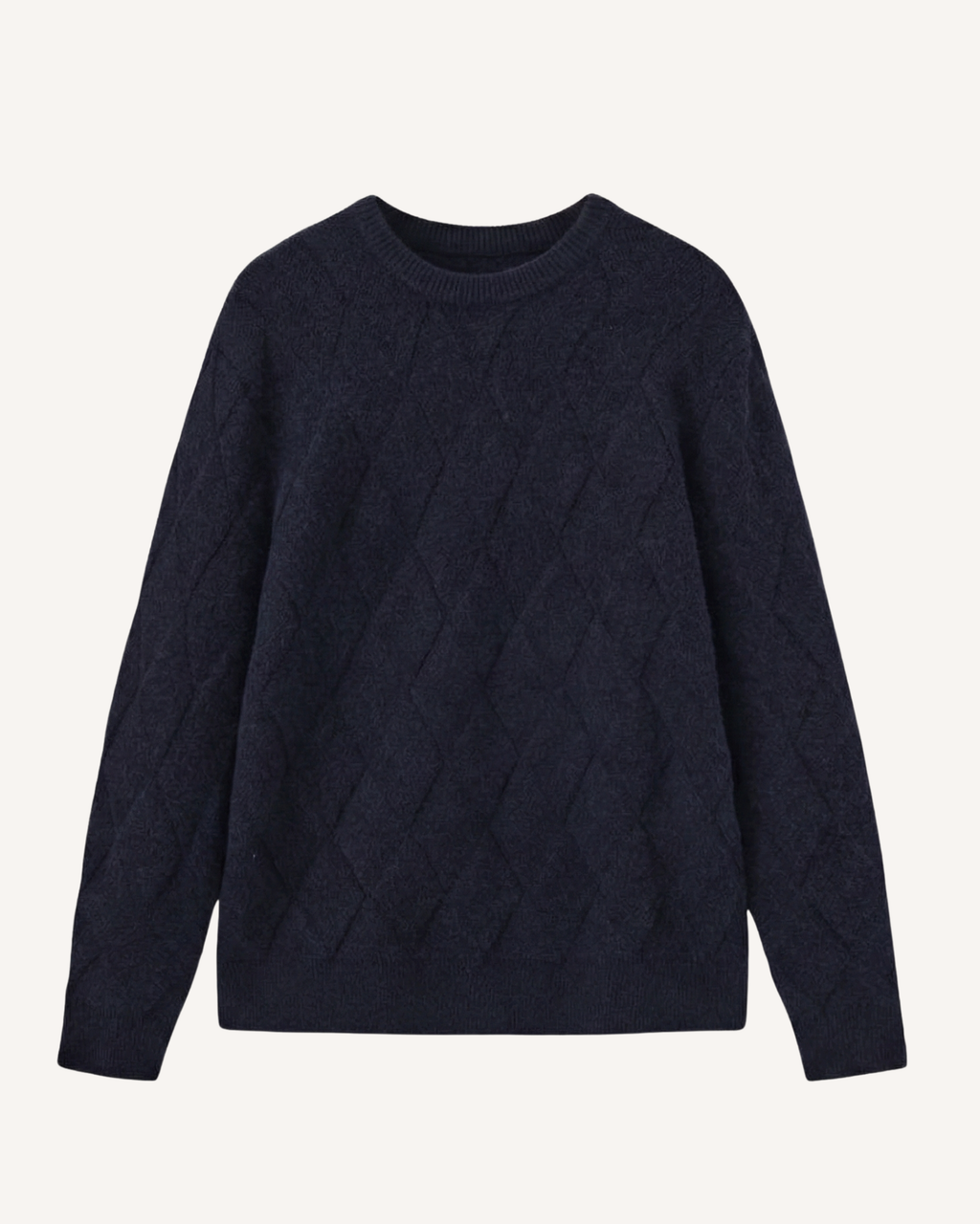 Pull homme col rond motif losanges relief manches longues - Adriel