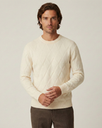 Pull homme col rond motif losanges relief manches longues - Adriel