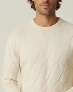 Pull homme col rond motif losanges relief manches longues - Adriel