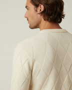Pull homme col rond motif losanges relief manches longues - Adriel