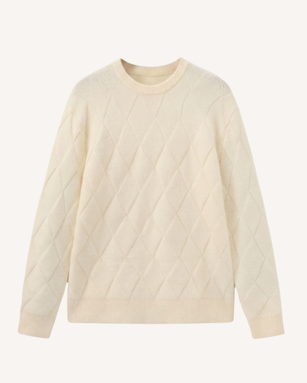 Pull homme col rond motif losanges relief manches longues - Adriel