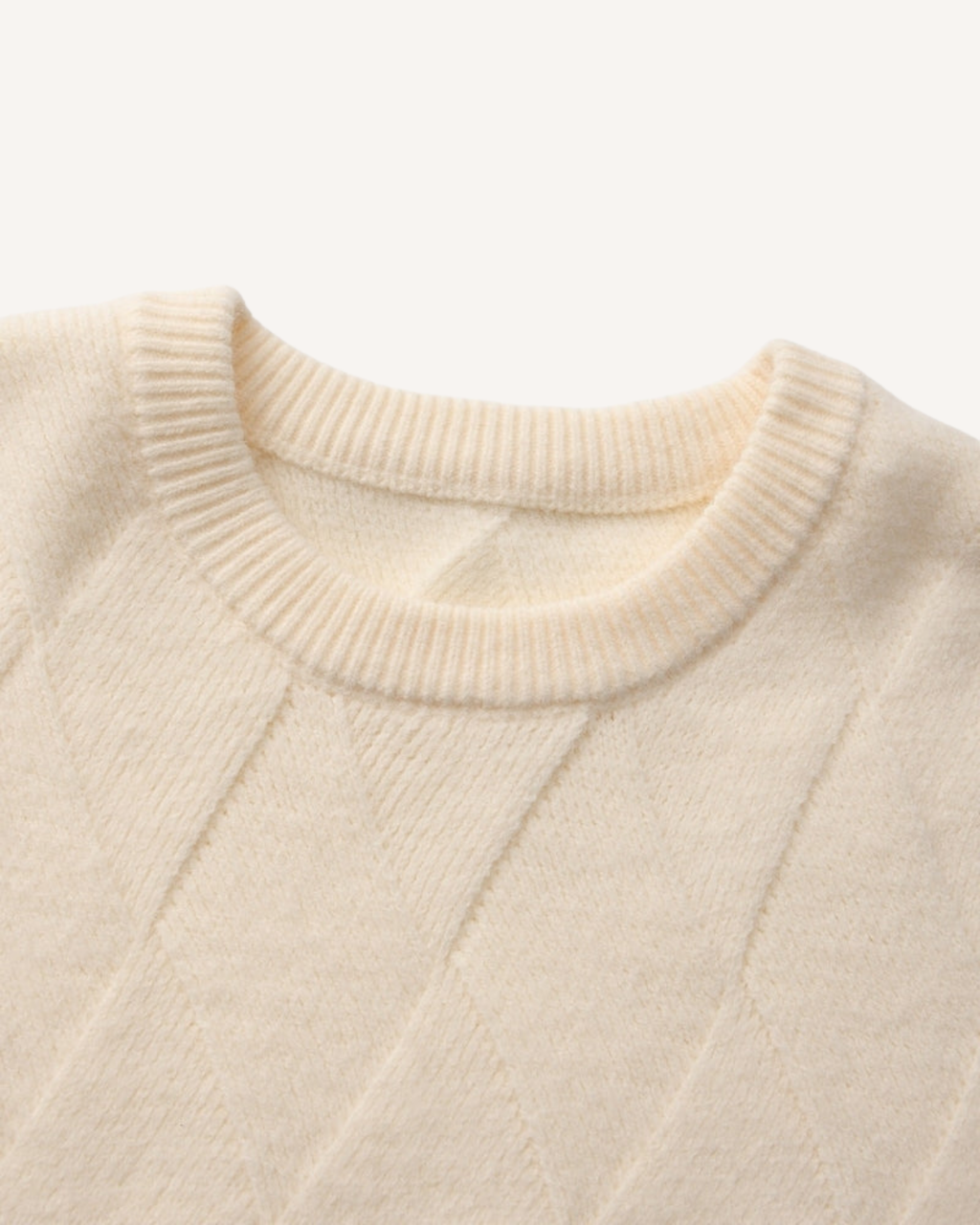 Pull homme col rond motif losanges relief manches longues - Adriel