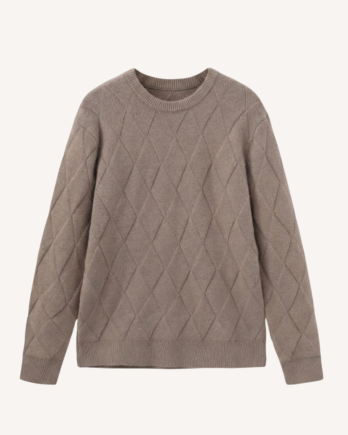 Pull homme col rond motif losanges relief manches longues - Adriel