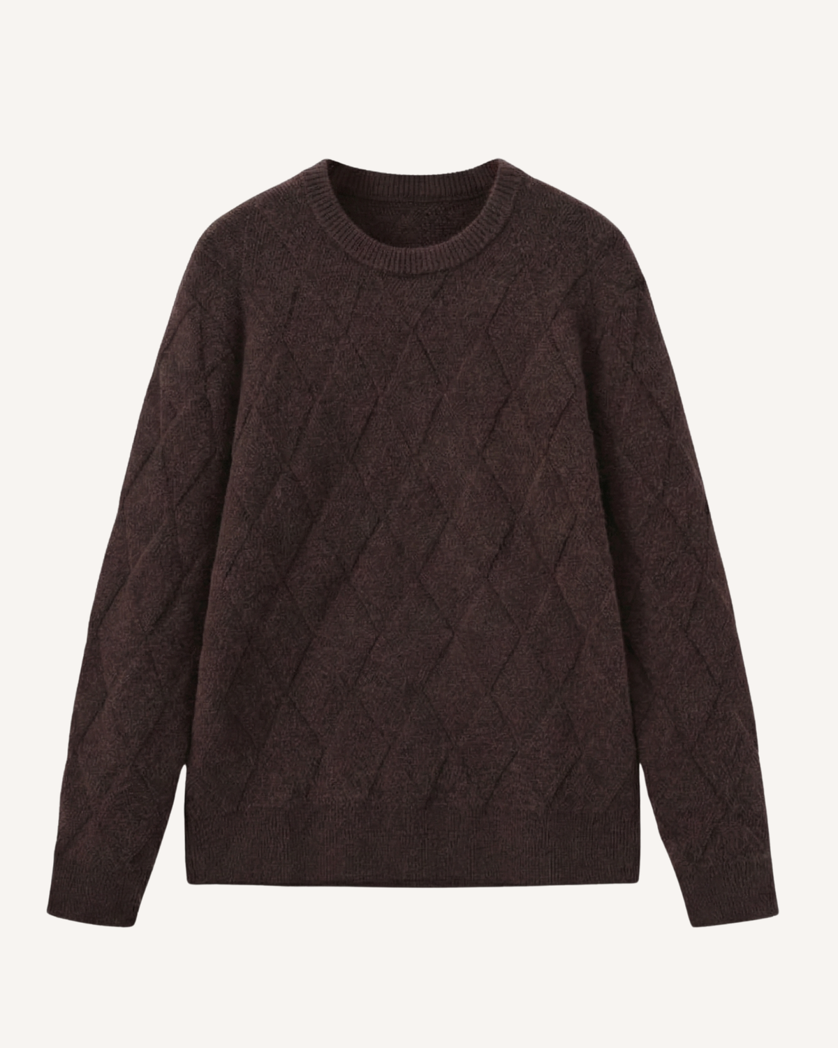 Pull homme col rond motif losanges relief manches longues - Adriel