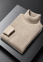 Pull homme col roulé maille côtelée texture marquée chaud - Nereo