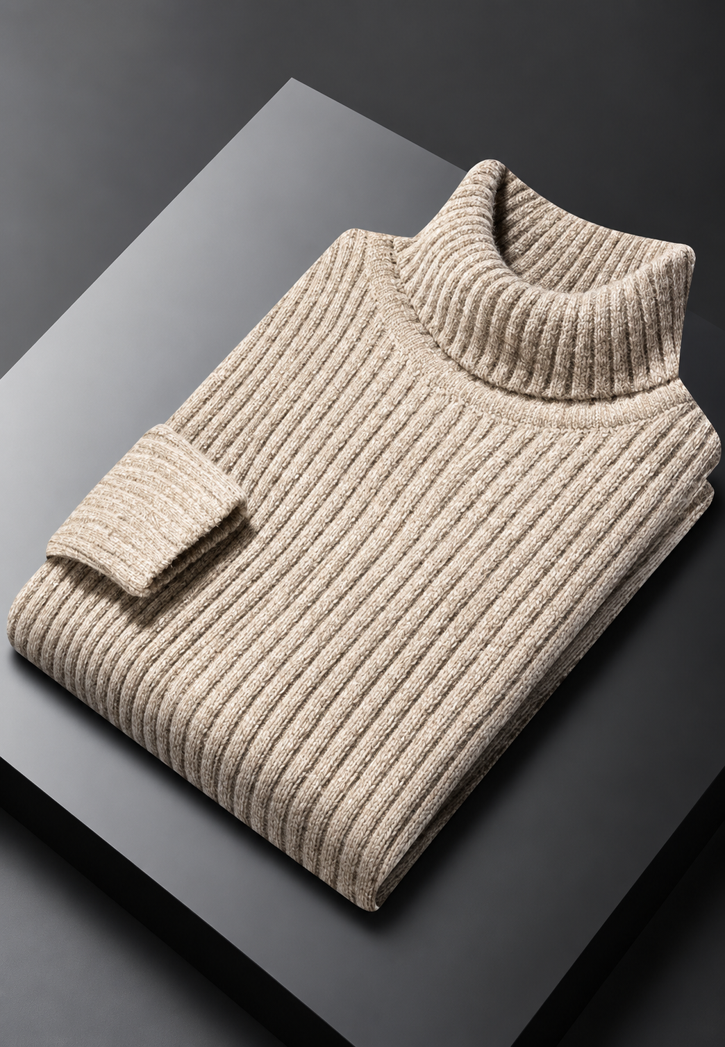 Pull homme col roulé maille côtelée texture marquée chaud - Nereo