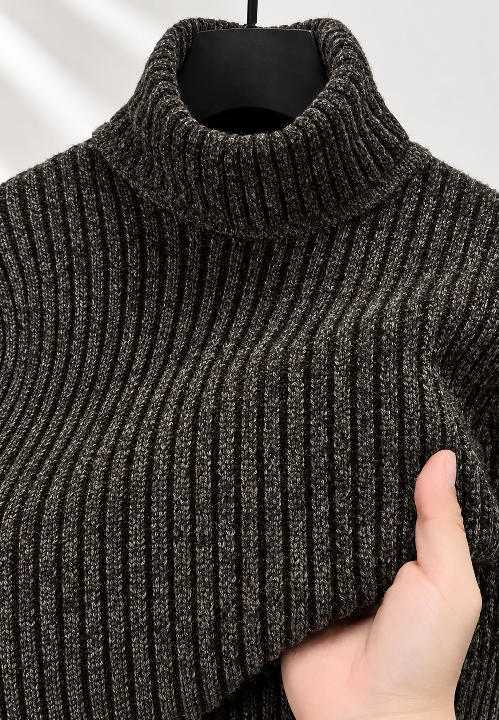 Pull homme col roulé maille côtelée texture marquée chaud - Nereo
