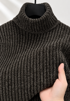Pull homme col roulé maille côtelée texture marquée chaud - Nereo
