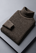 Pull homme col roulé maille côtelée texture marquée chaud - Nereo