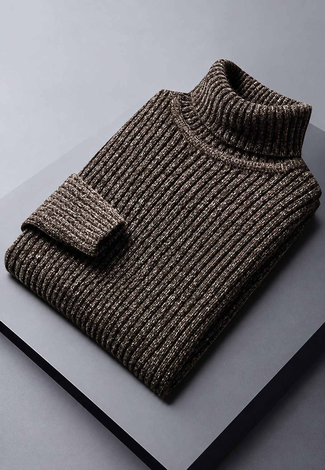 Pull homme col roulé maille côtelée texture marquée chaud - Nereo