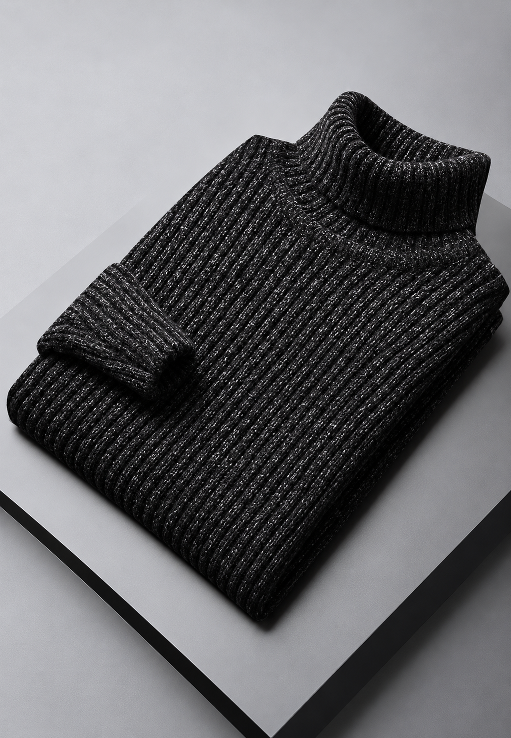 Pull homme col roulé maille côtelée texture marquée chaud - Nereo