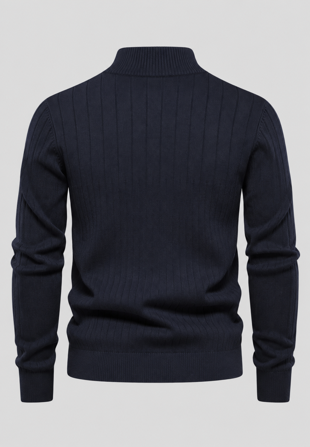 Pull homme demi-zip col montant motif côtelé maille - Mikkel