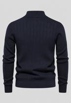 Pull homme demi-zip col montant motif côtelé maille - Mikkel