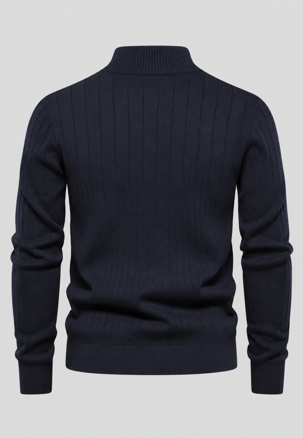 Pull homme demi-zip col montant motif côtelé maille - Mikkel