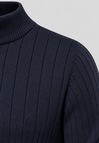 Pull homme demi-zip col montant motif côtelé maille - Mikkel