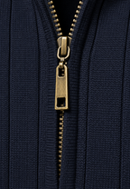 Pull homme demi-zip col montant motif côtelé maille - Mikkel