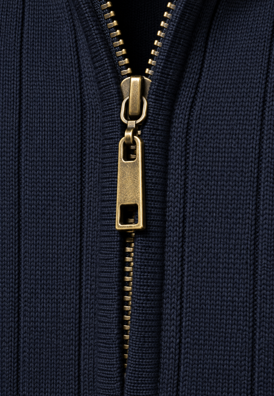 Pull homme demi-zip col montant motif côtelé maille - Mikkel