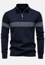 Pull homme demi-zip col montant rayures géométriques - Nolan