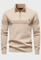 Pull homme demi-zip col montant rayures géométriques - Nolan