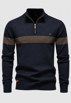 Pull homme demi-zip col montant rayures géométriques - Nolan