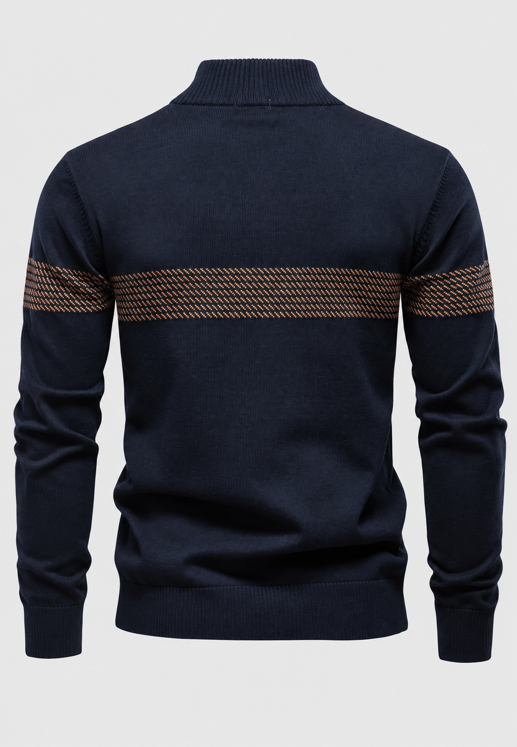 Pull homme demi-zip col montant rayures géométriques - Nolan
