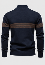 Pull homme demi-zip col montant rayures géométriques - Nolan