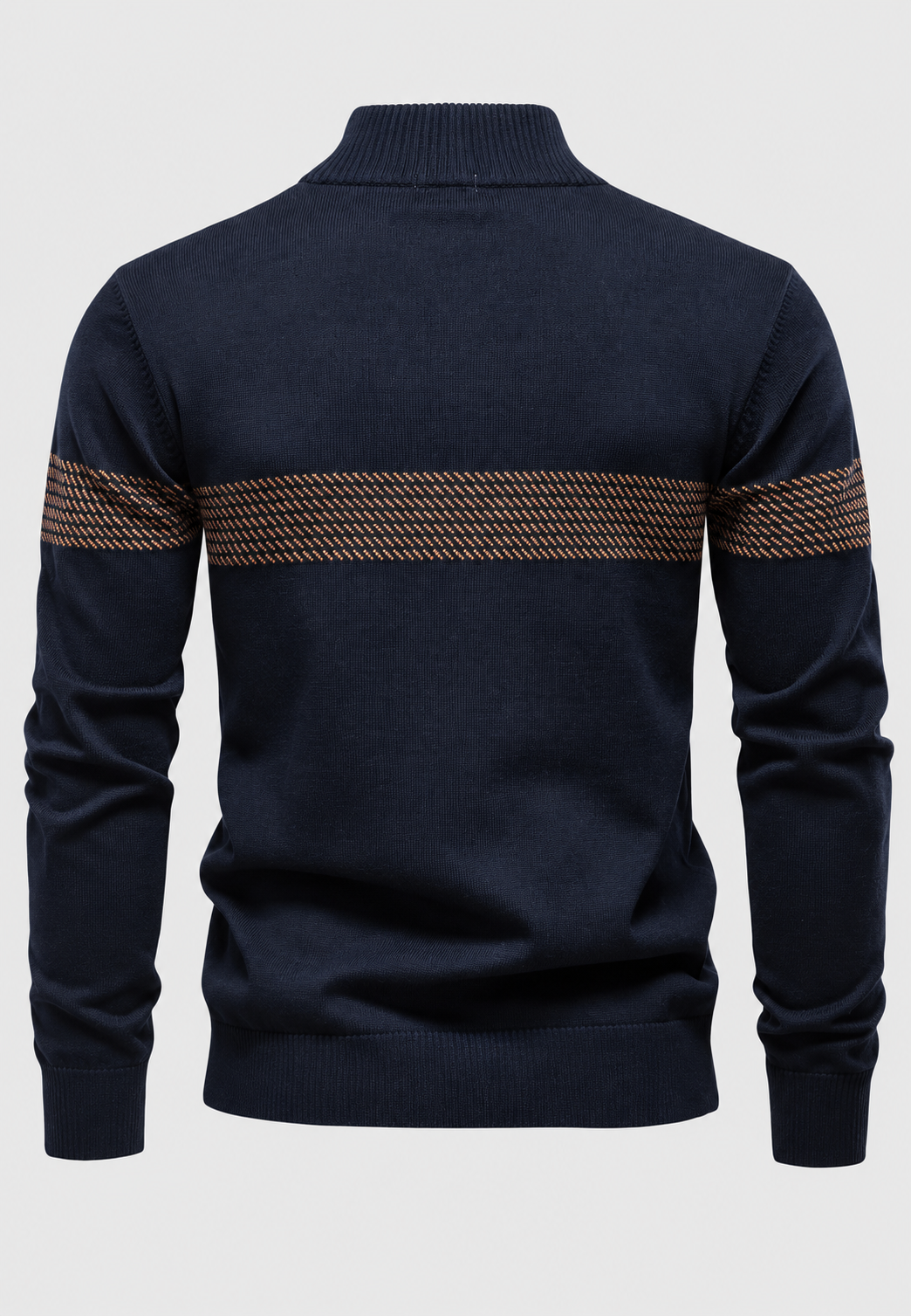 Pull homme demi-zip col montant rayures géométriques - Nolan