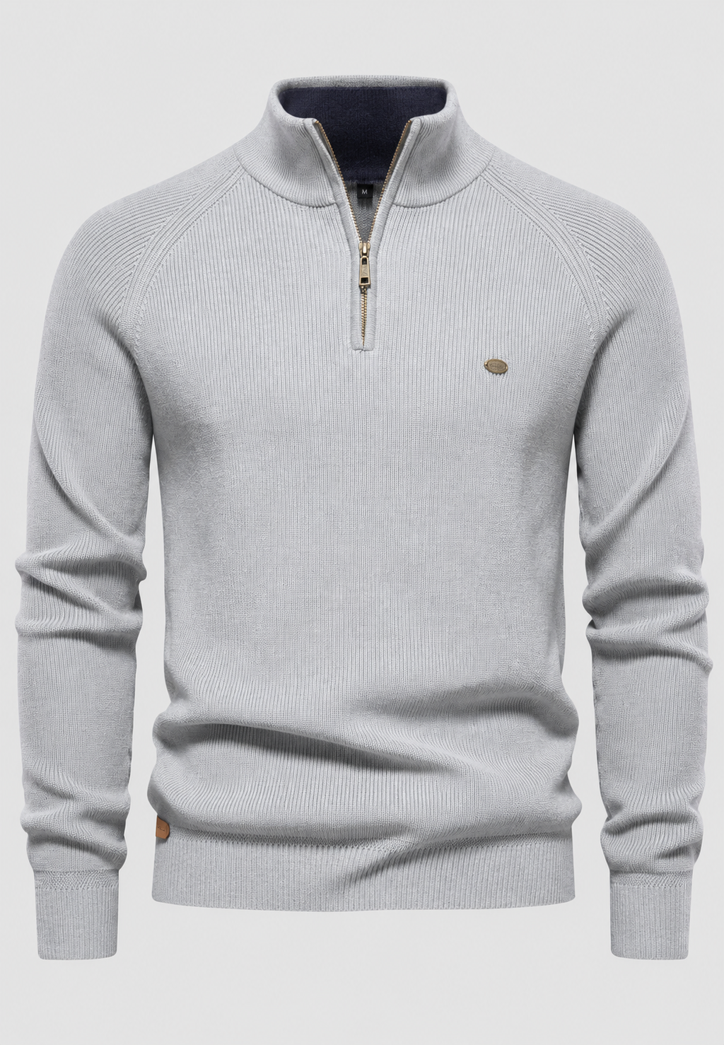Pull homme demi-zip col montant manches raglan confort - Leif