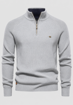 Pull homme demi-zip col montant manches raglan confort - Leif