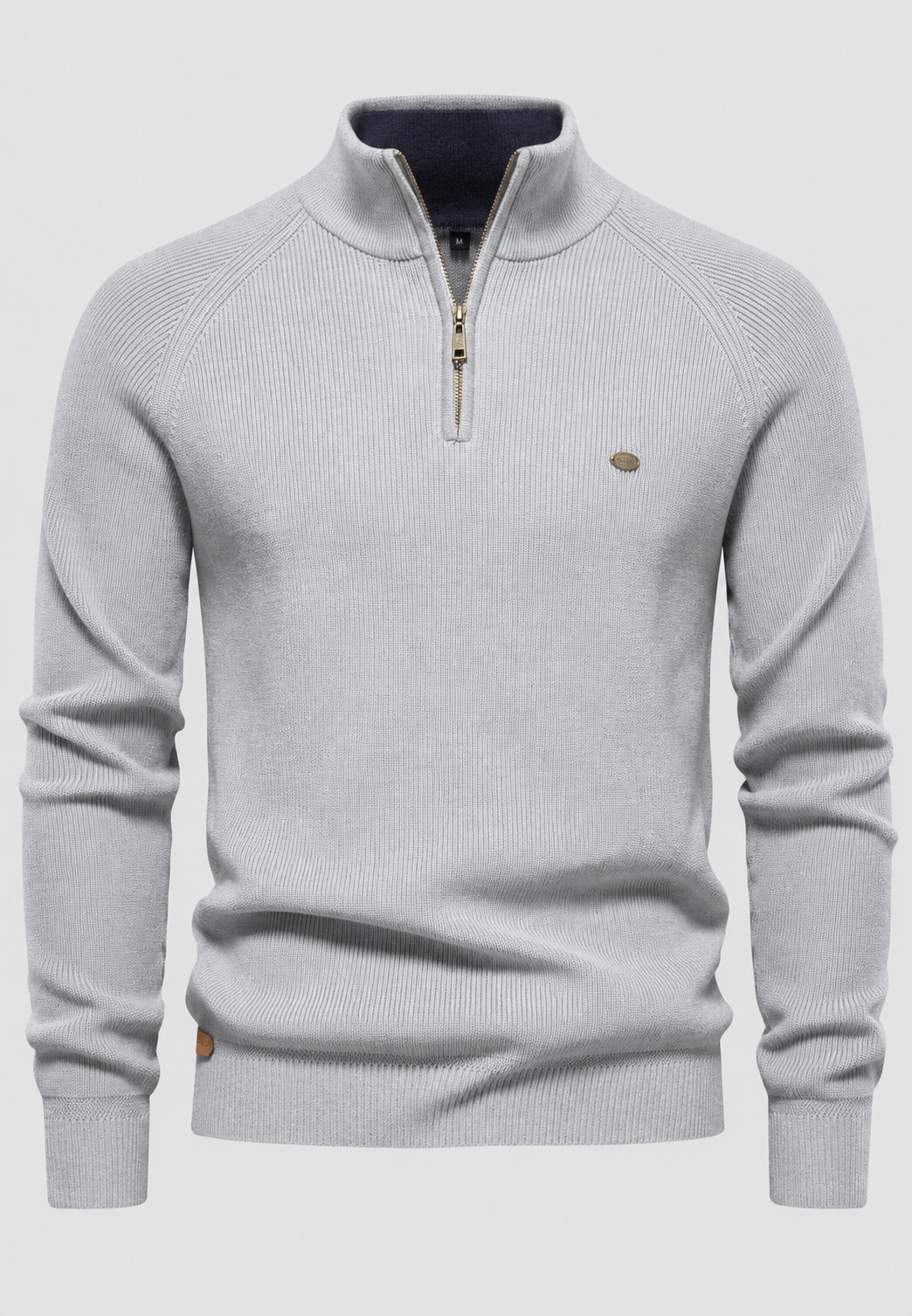 Pull homme demi-zip col montant manches raglan confort - Leif