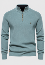 Pull homme demi-zip col montant manches raglan confort - Leif