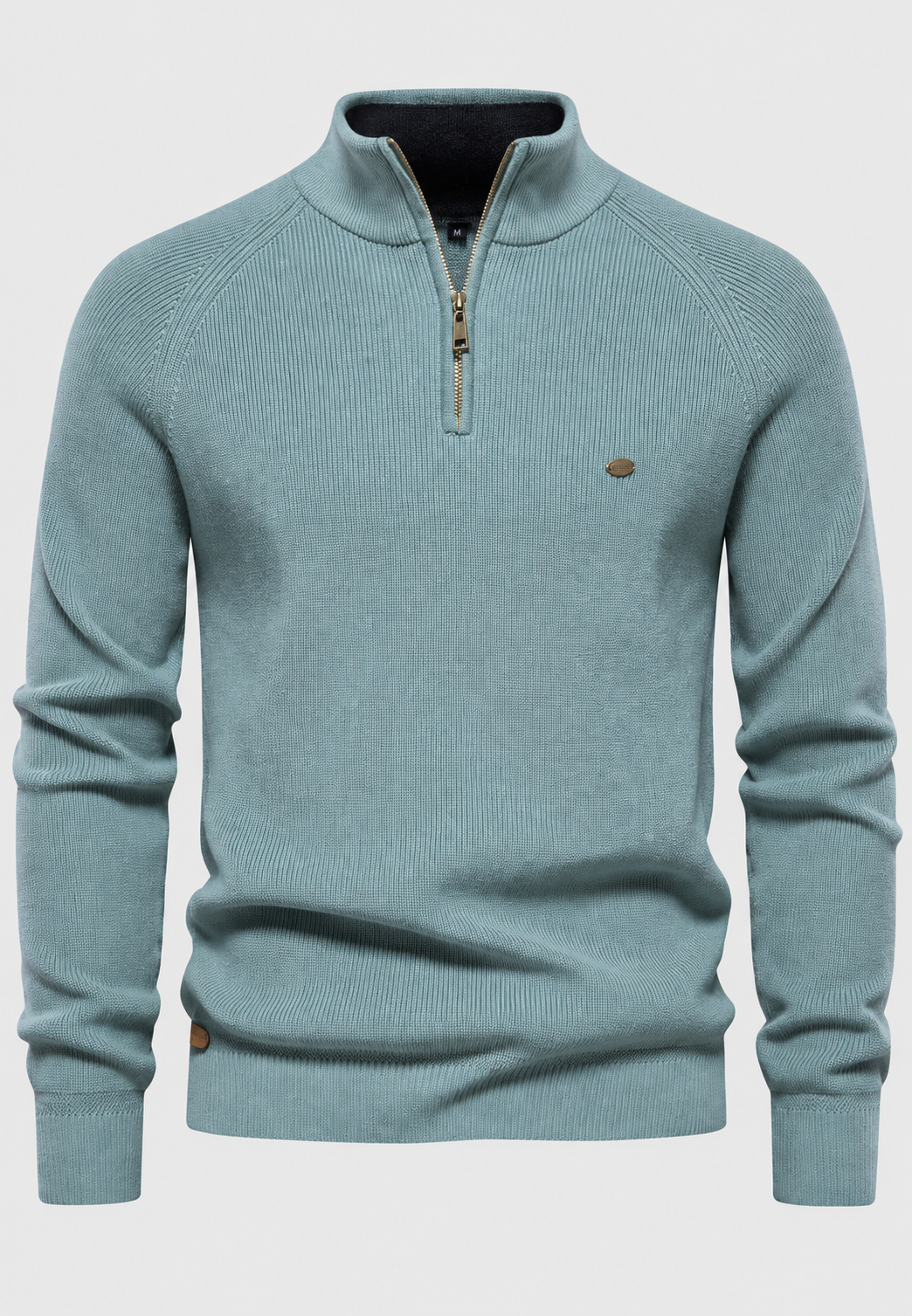 Pull homme demi-zip col montant manches raglan confort - Leif