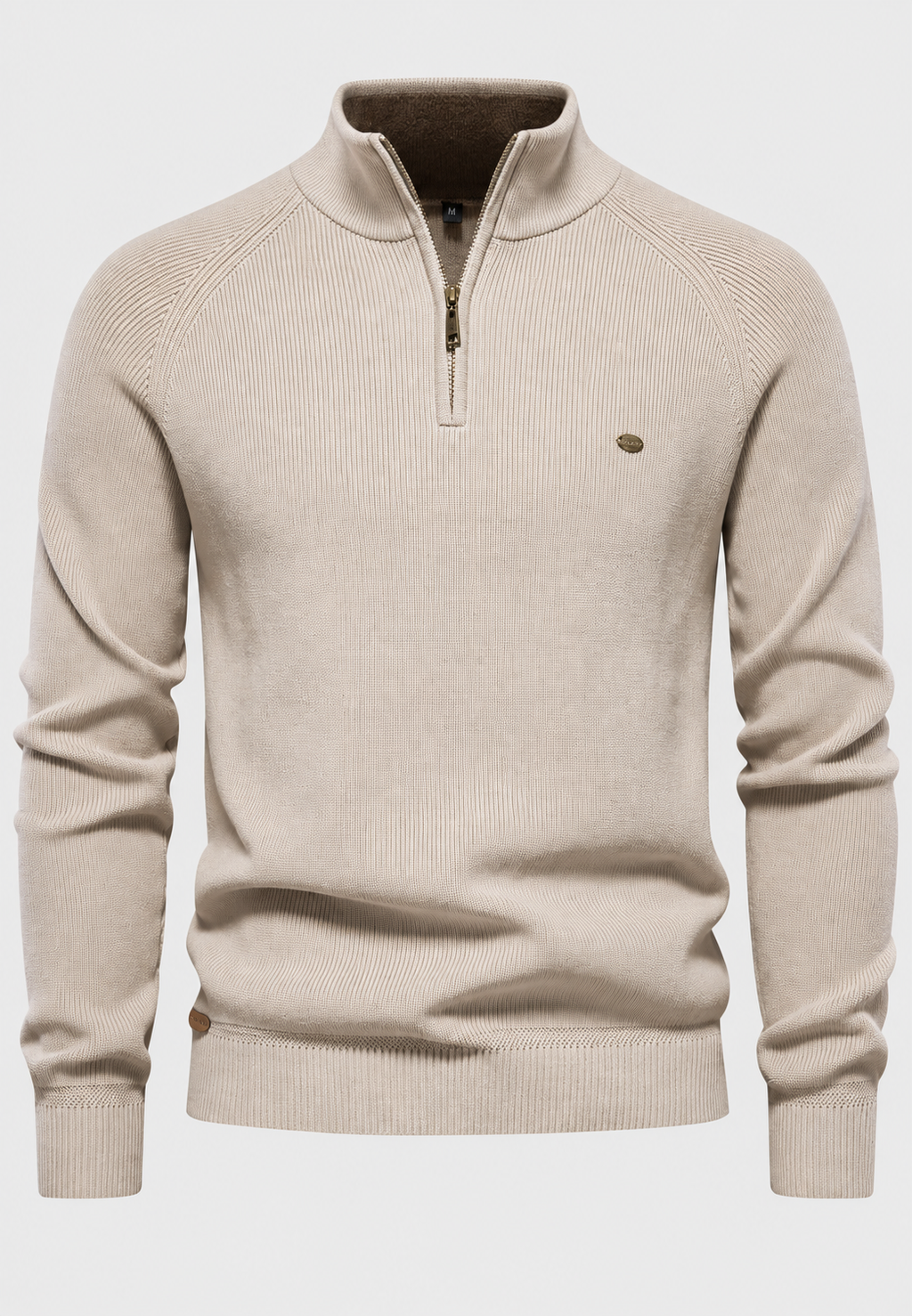 Pull homme demi-zip col montant manches raglan confort - Leif