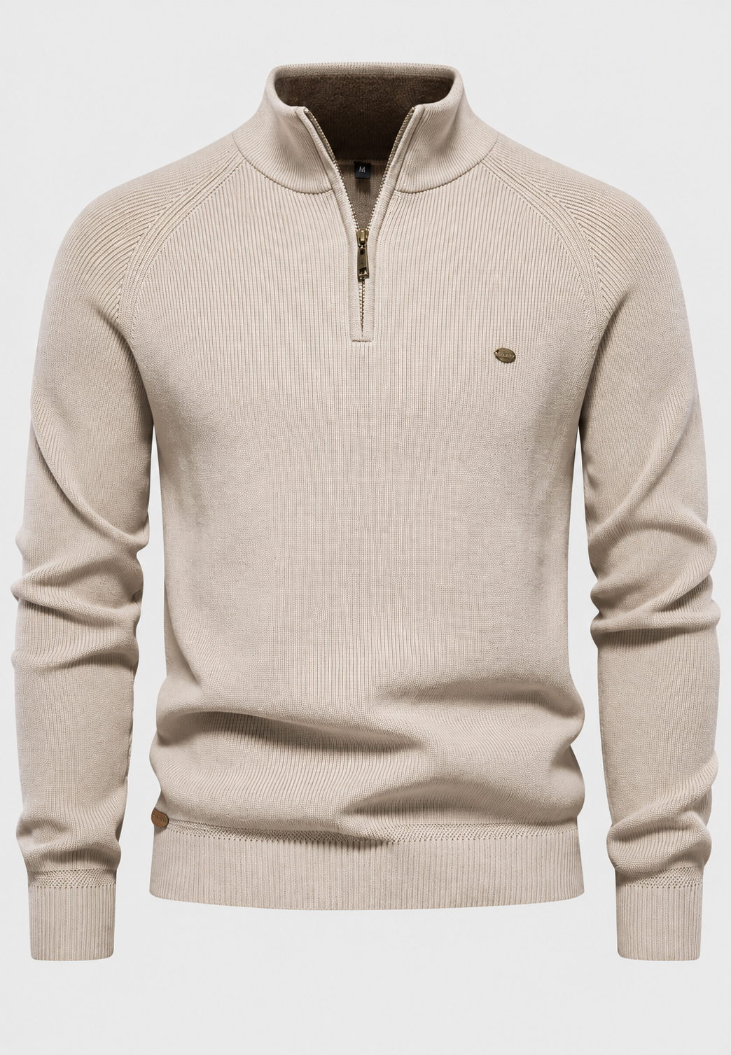 Pull homme demi-zip col montant manches raglan confort - Leif