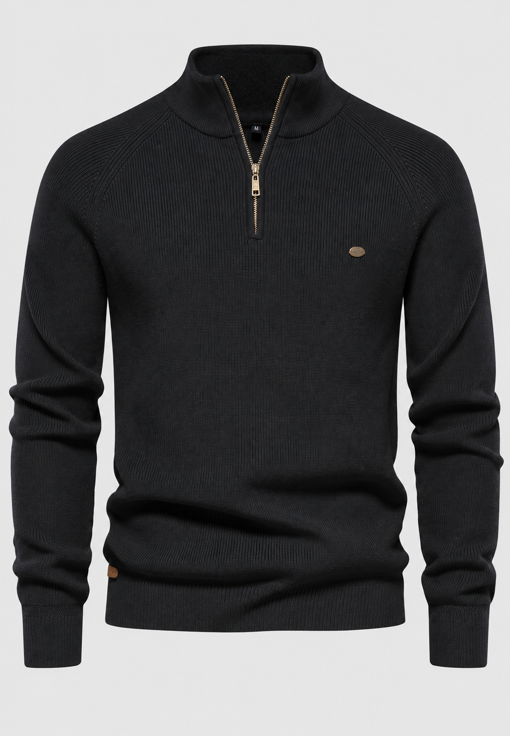 Pull homme demi-zip col montant manches raglan confort - Leif