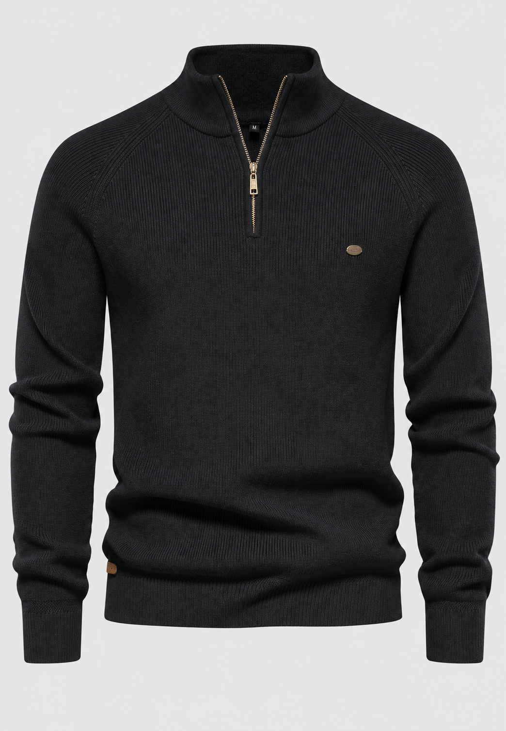 Pull homme demi-zip col montant manches raglan confort - Leif