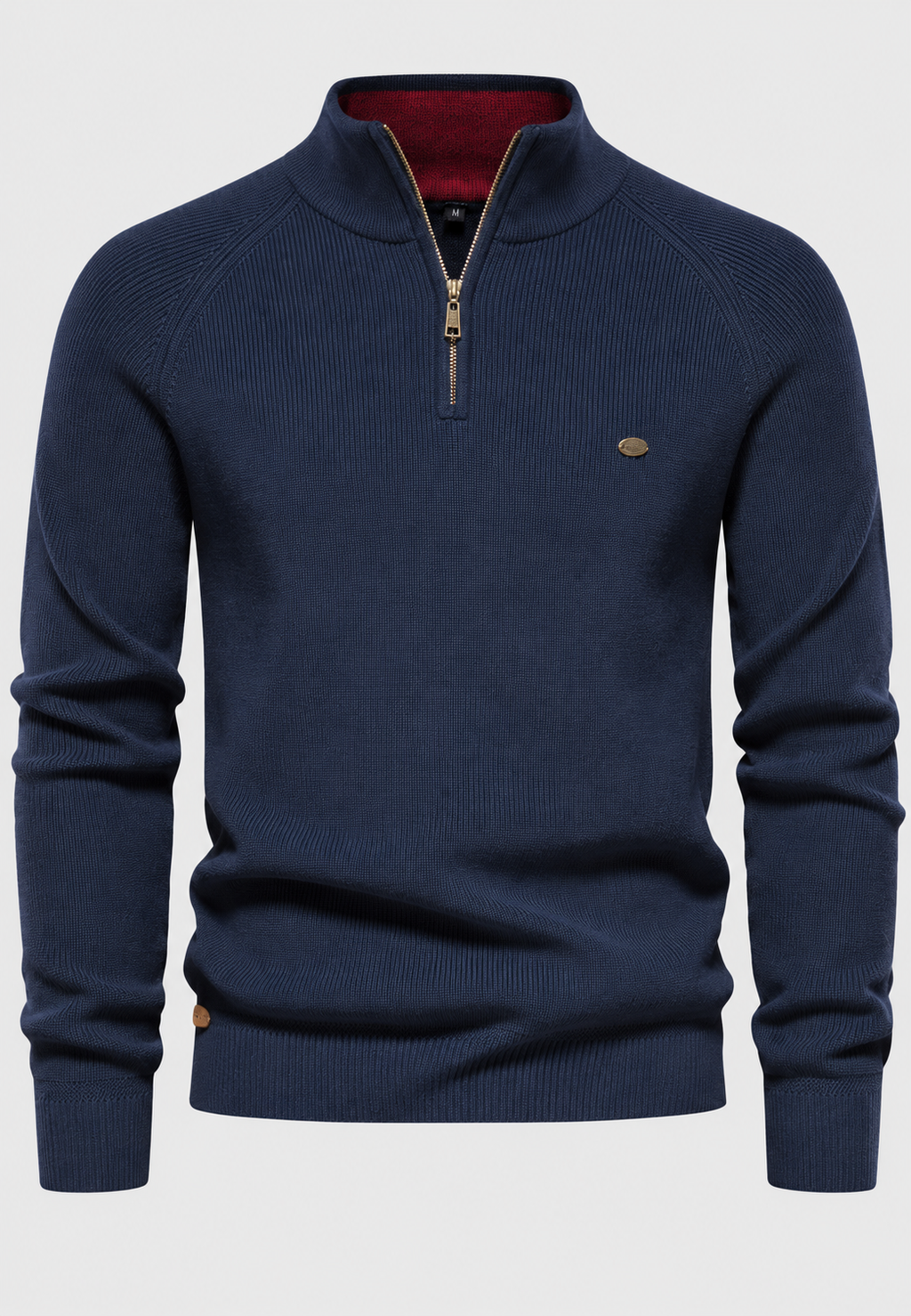Pull homme demi-zip col montant manches raglan confort - Leif