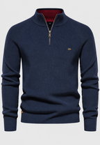 Pull homme demi-zip col montant manches raglan confort - Leif