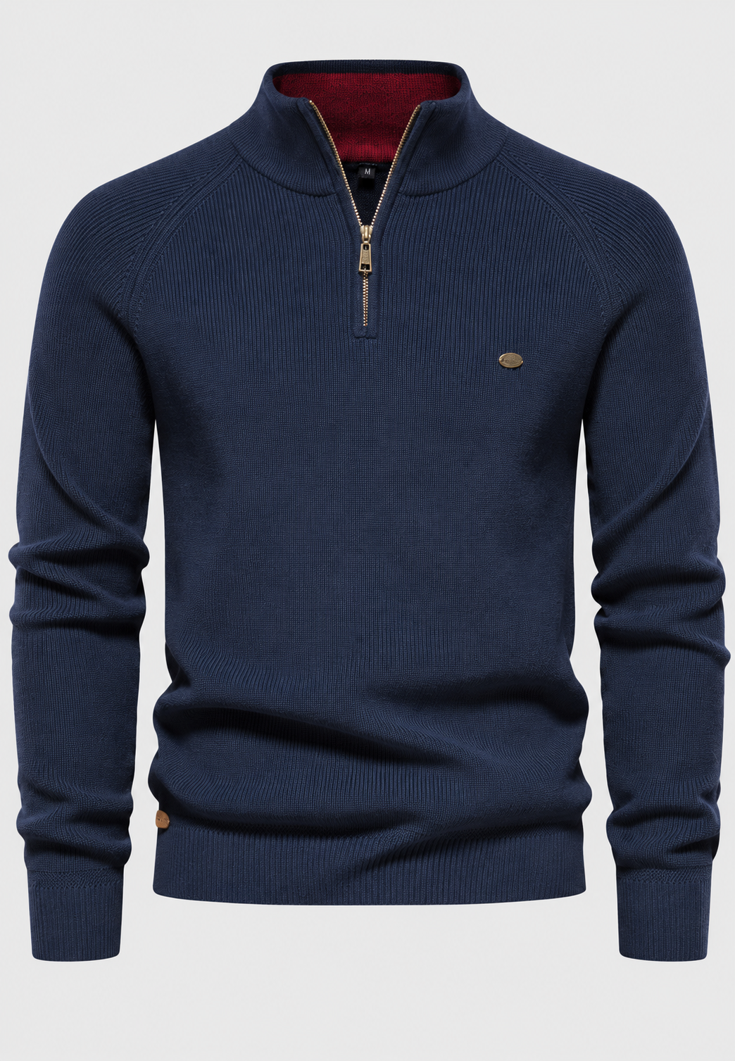 Pull homme demi-zip col montant manches raglan confort - Leif